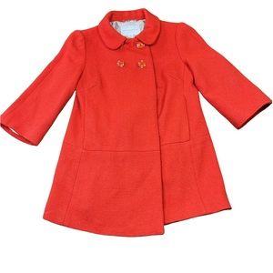 ❄️ Banana Republic Womens Orange Knit Double Breasted Pea Coat Jacket Size XS